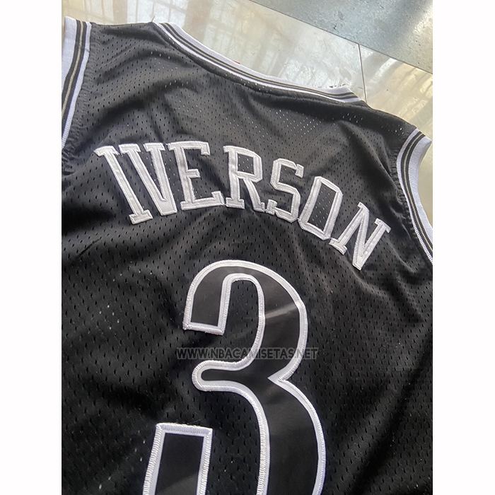 Camiseta Philadelphia 76ers Allen Iverson NO 3 Mitchell & Ness 1997-98 Negro2